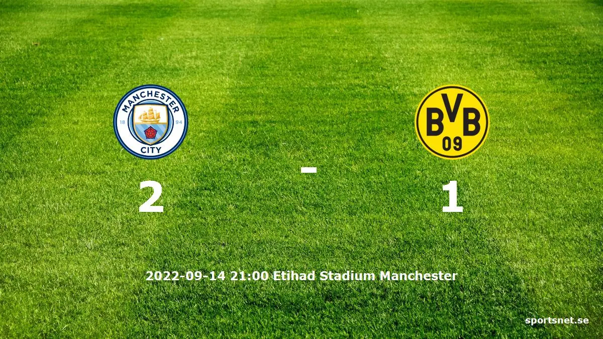 Manchester City mot Borussia Dortmund tidslinje och laguppställning