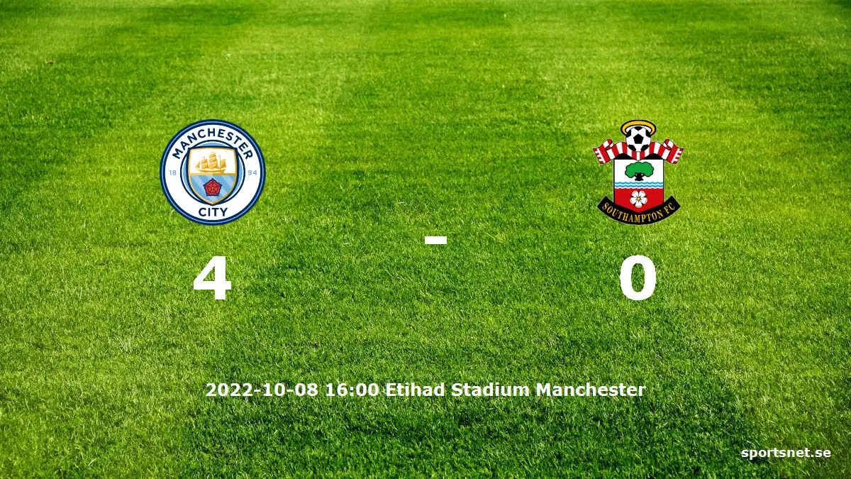 Manchester City mot Southampton tidslinje och laguppställning